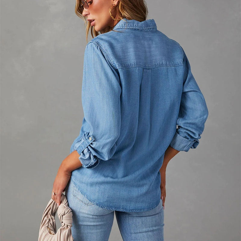 Camisa Feminina Jeans Riza