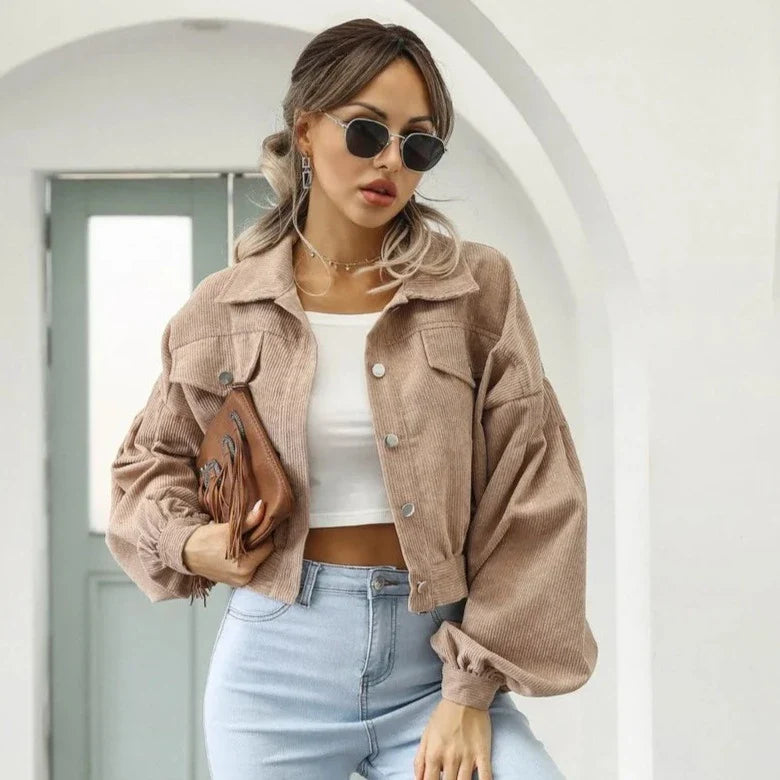 Jaqueta Feminina Bomber Com botões - Suede