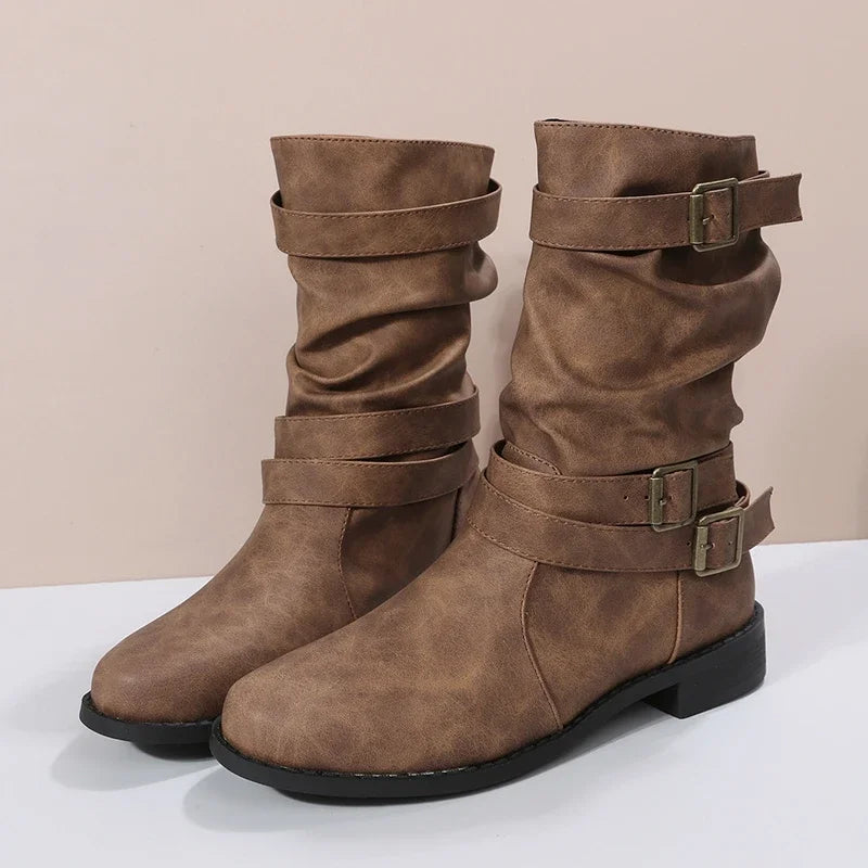 Bota Feminina de Camurça Lena – Cano Médio